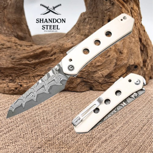 CIVIVI Vision FG Thumb Stud & Superlock Knife G10 Handle (3.54" Damascus Blade) C22036-DS1