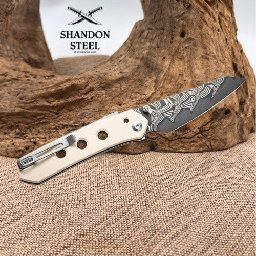 CIVIVI Vision FG Thumb Stud & Superlock Knife G10 Handle (3.54" Damascus Blade) C22036-DS1