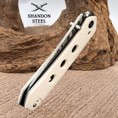 CIVIVI Vision FG Thumb Stud & Superlock Knife G10 Handle (3.54" Damascus Blade) C22036-DS1