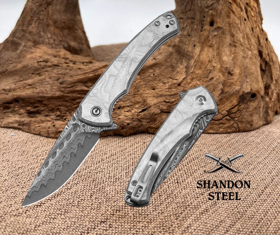 CIVIVI Voidflare Flipper Knife G10 With Aluminum Foil Handle (2.92" Damascus Blade) C24040-DS1