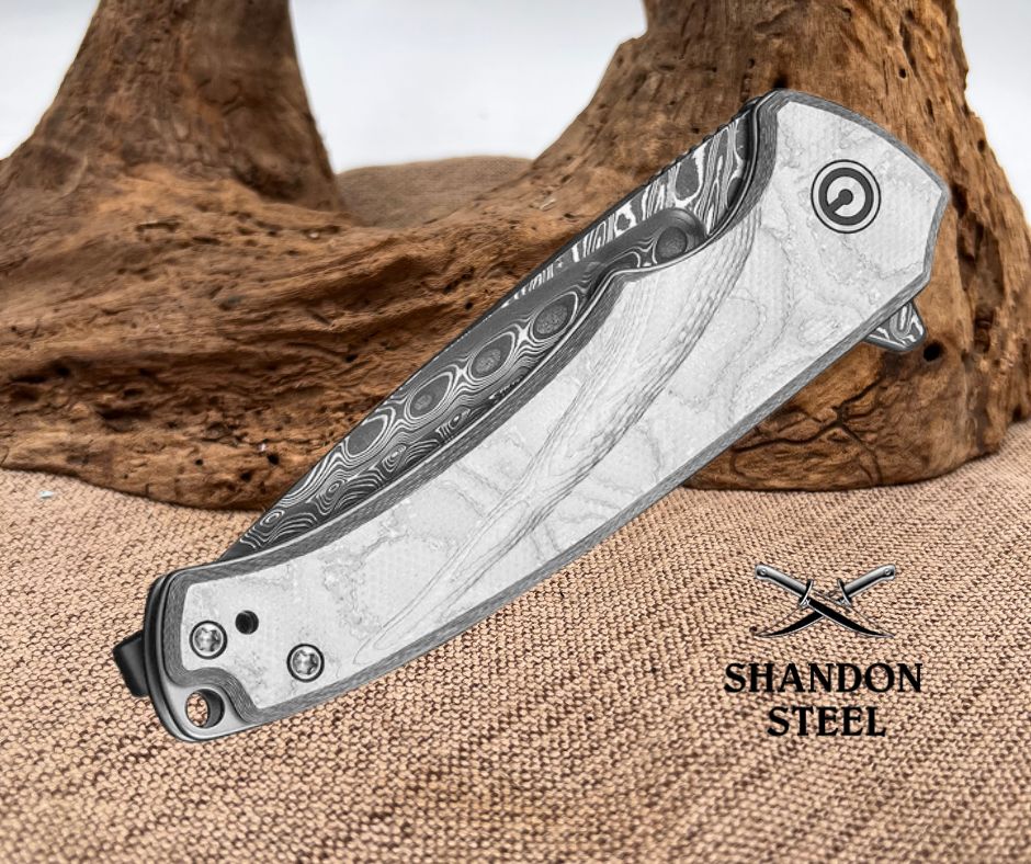 CIVIVI Voidflare Flipper Knife G10 With Aluminum Foil Handle (2.92" Damascus Blade) C24040-DS1