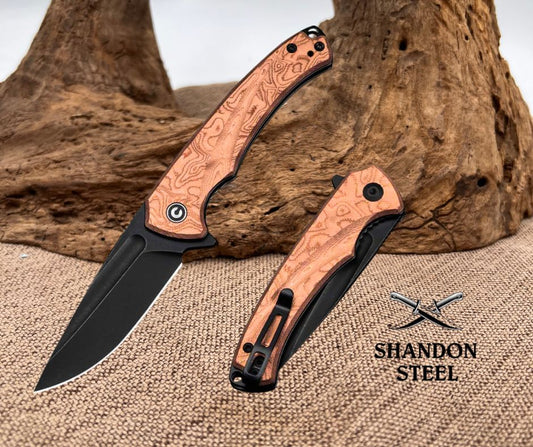 CIVIVI Voidflare Flipper Knife G10 With Copper Foil Handle (2.92" Black Stonewashed 14C28N Blade) C24040-3
