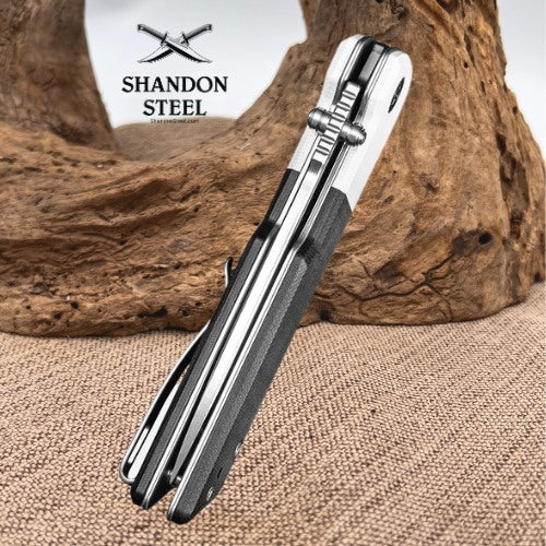 CIVIVI Zygon Thumb Stud & Top Crossbar Lock White & Black G10 Handle (3.24" Satin Finished Nitro-V Blade) C25035C-1