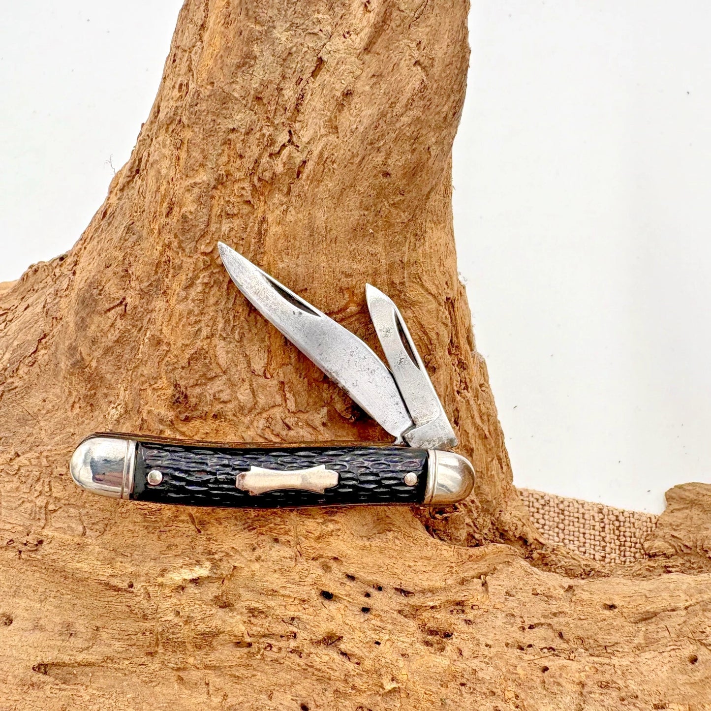 COLONIAL PROV. USA VINTAGE 2 BLADE JACK KNIFE FOLDING CARBON POCKETKNIFE (226)