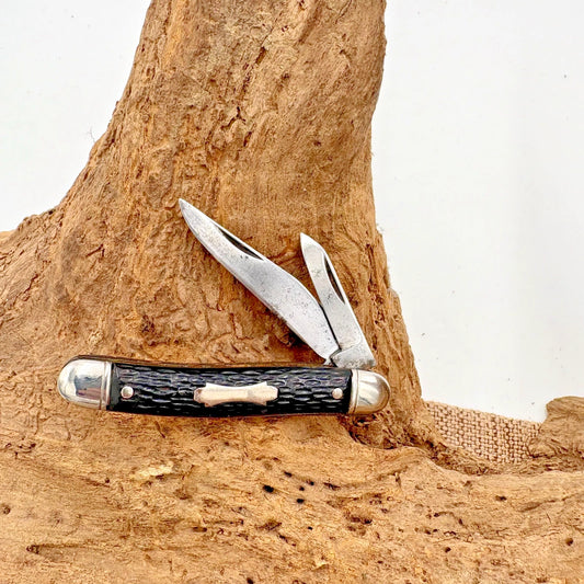 COLONIAL PROV. USA VINTAGE 2 BLADE JACK KNIFE FOLDING CARBON POCKETKNIFE (226)