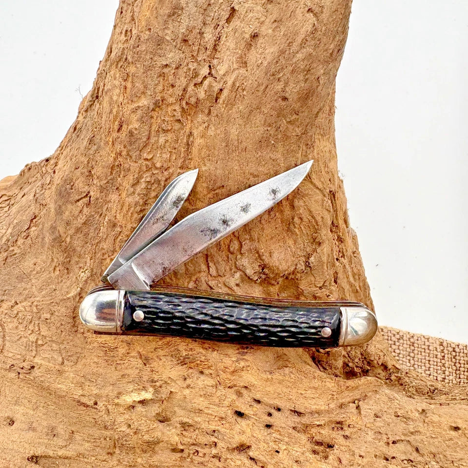COLONIAL PROV. USA VINTAGE 2 BLADE JACK KNIFE FOLDING CARBON POCKETKNIFE (226)