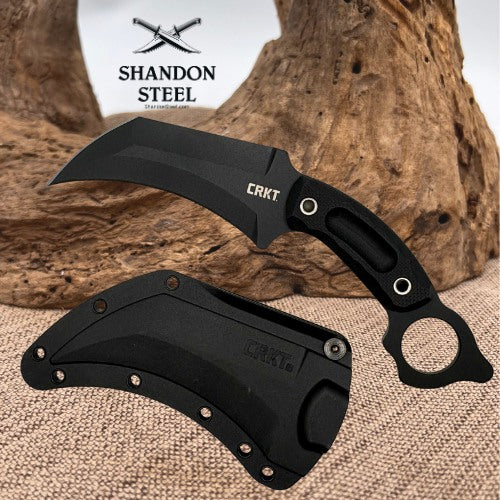 CRKT DU HOC 2630 Black SK5 Carbon Fixed Blade Knife with G10 Handle & Sheath  89
