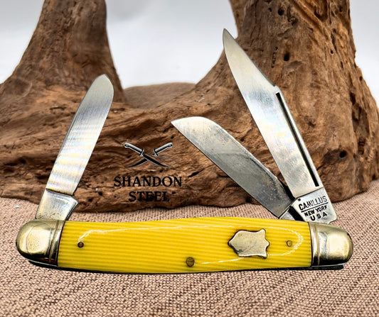 Camillus 66 Stockman 3 Blade Vintage Celluloid Scales USA Pocket Knife (36)