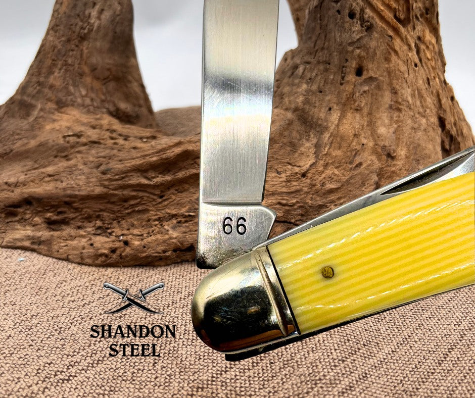 Camillus 66 Stockman 3 Blade Vintage Celluloid Scales USA Pocket Knife (36)