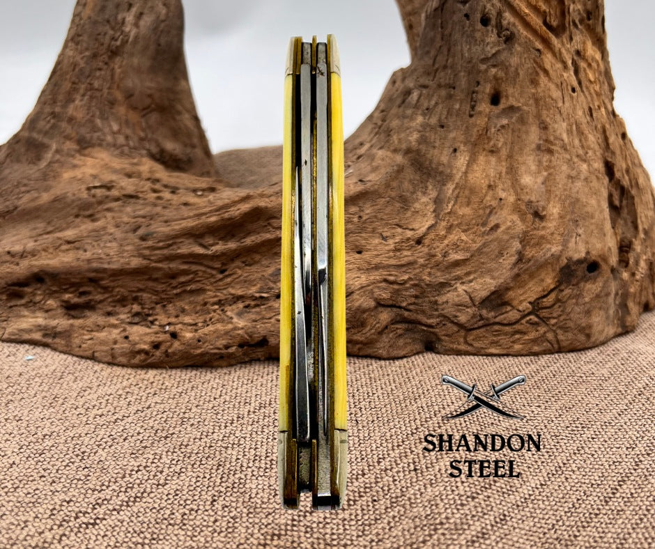 Camillus 66 Stockman 3 Blade Vintage Celluloid Scales USA Pocket Knife (36)