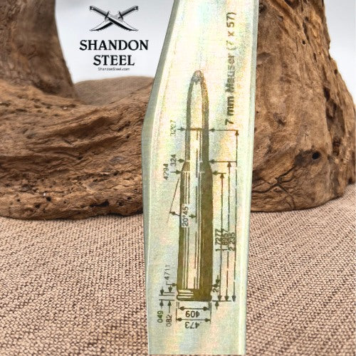 Camillus Large Toothpick BONE Handles 7mm Mauser Classic Cartridge Shield (54)