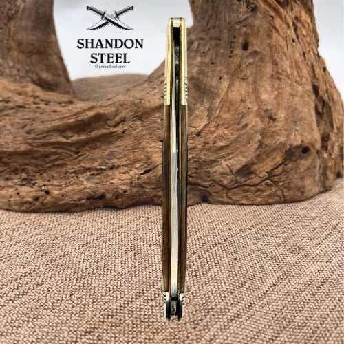 Camillus Large Toothpick BONE Handles 7mm Mauser Classic Cartridge Shield (54)