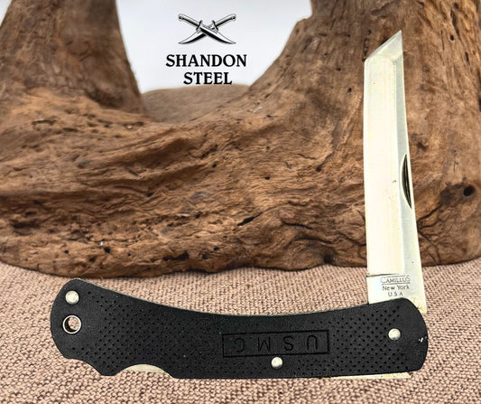 VINTAGE CAMILLUS New York USA #894 USMC Tanto Plain Blade Pocket Knife (178)