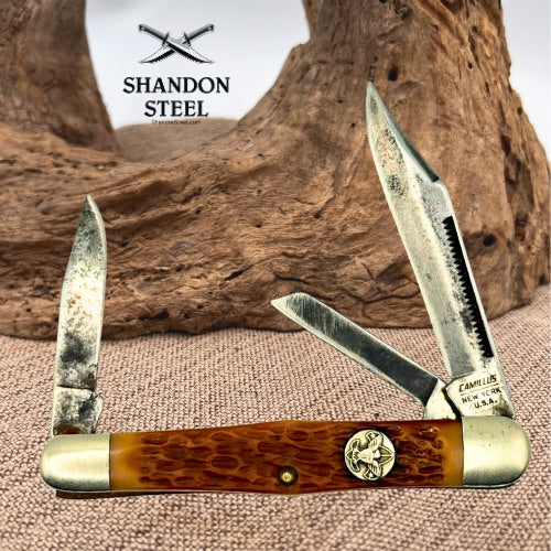 Camillus New York USA Boy Scouts Pocket Knife 3 Blade Vintage Official BSA (160)