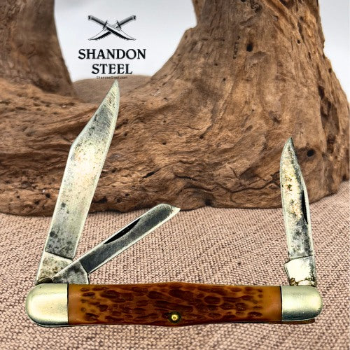 Camillus New York USA Boy Scouts Pocket Knife 3 Blade Vintage Official BSA (160)