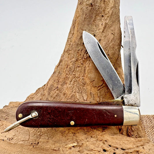 Camillus #27 Electrician Knife Vintage USA Two Blade Carbon Steel (139)
