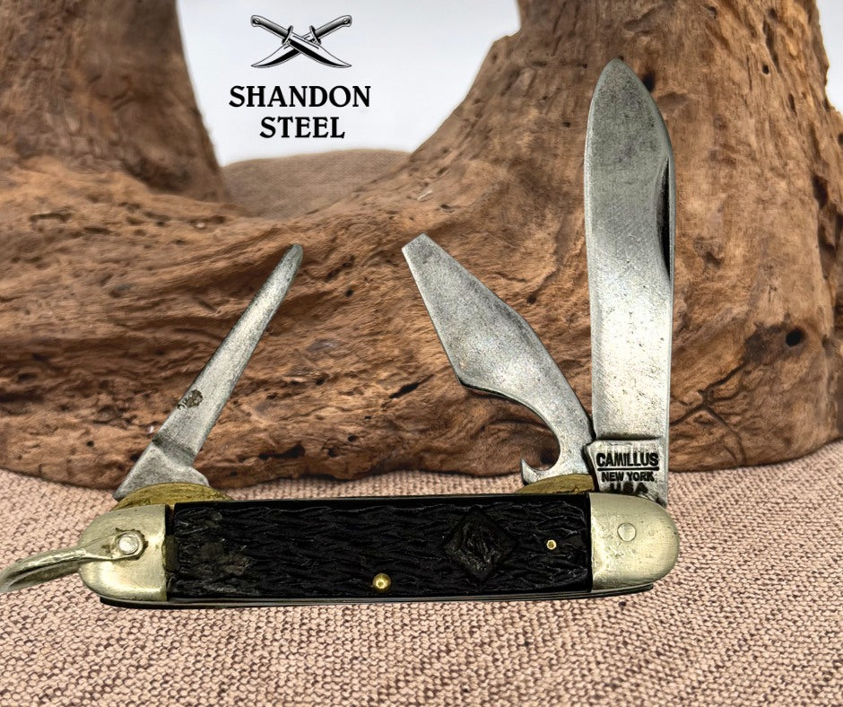 Camillus USA Vintage 3 Blade Cub Scout Pocket Knife Underlined Tang Stamp (84)