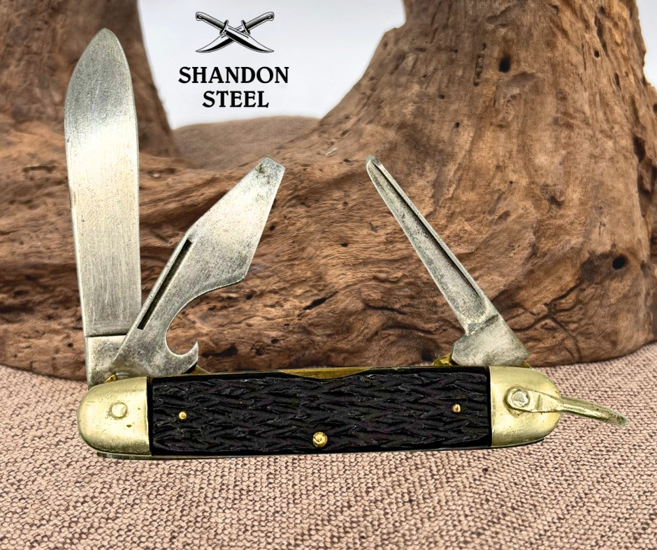 Camillus USA Vintage 3 Blade Cub Scout Pocket Knife Underlined Tang Stamp (84)