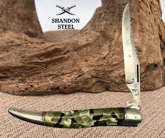 Hammer Brand USA Vintage Fishing Single Carbon Blade Folding Pocket Knife (113)