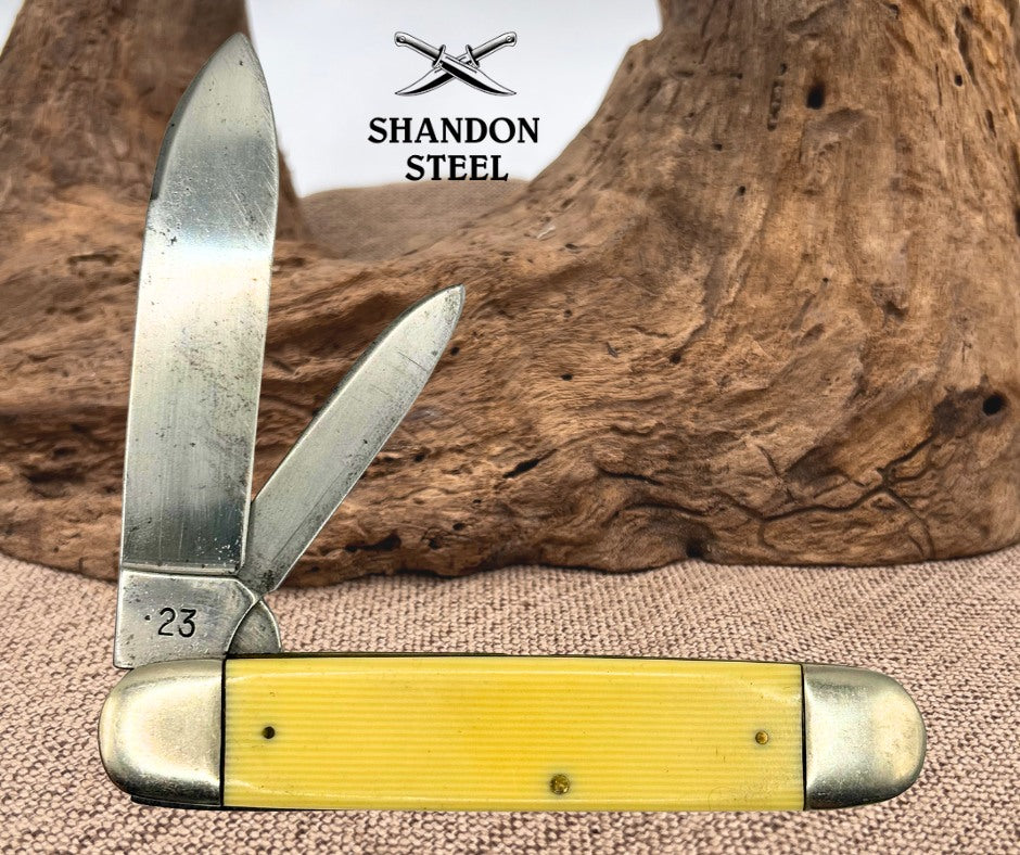 Camillus USA #23 Cigar Jack Knife Yellow Composite Waterfall Handles (167)