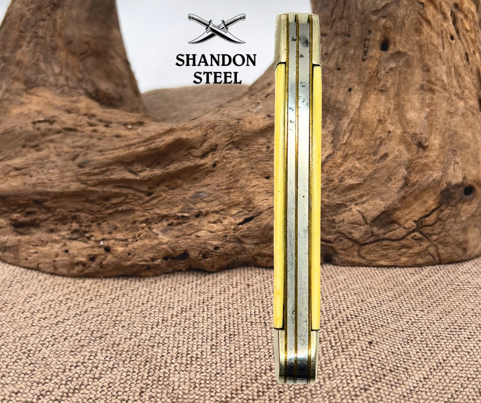 Camillus USA #23 Cigar Jack Knife Yellow Composite Waterfall Handles (167)