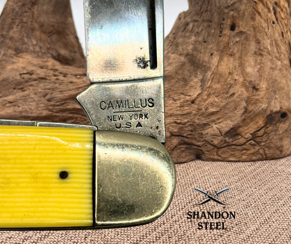 Camillus USA #23 Cigar Jack Knife Yellow Composite Waterfall Handles (167)