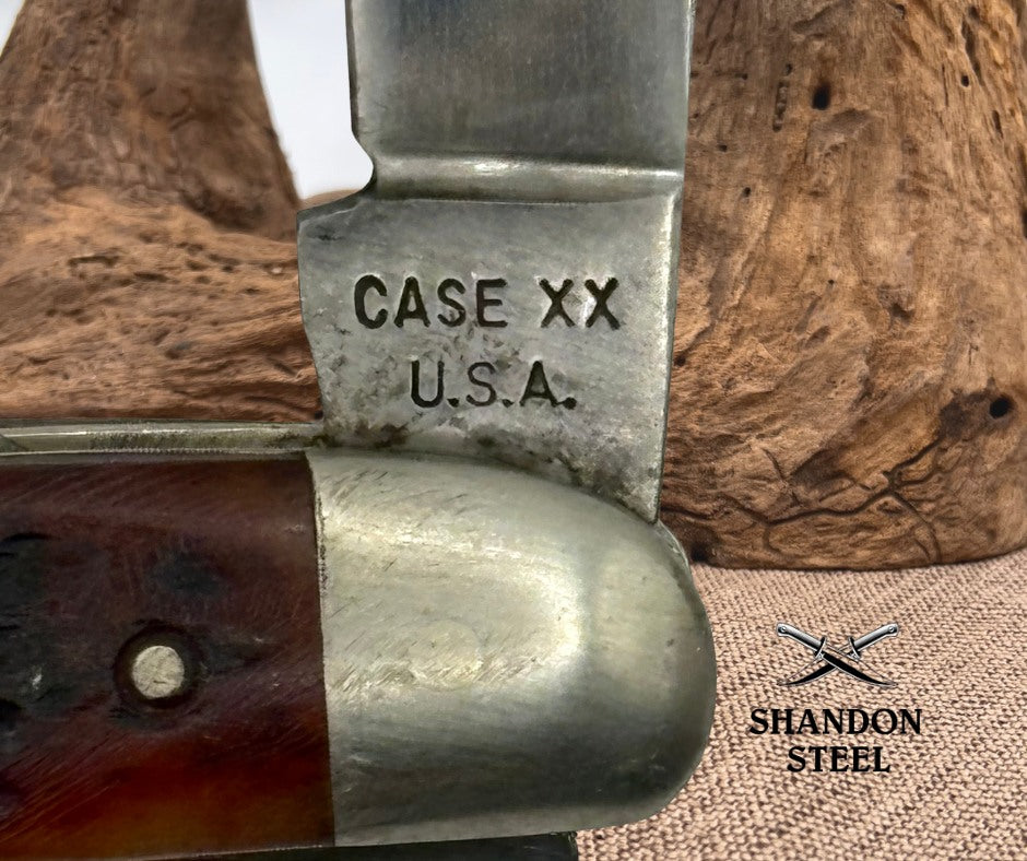 1965-69 Case XX USA Beautiful Red Jig Bone 3.25" Swell Center Whittler 6308 (31)