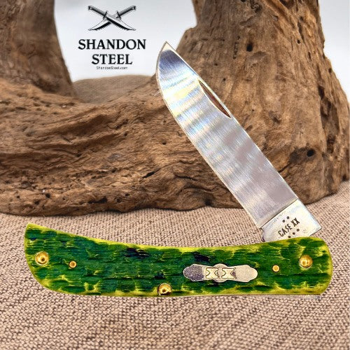 Case XX USA Green Apple Bone Peach Seed Jig Sod Buster Jr 27863 PocketKnife (19) *preowned