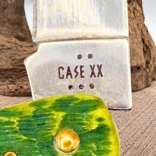 Case XX USA Green Apple Bone Peach Seed Jig Sod Buster Jr 27863 PocketKnife (19) *preowned