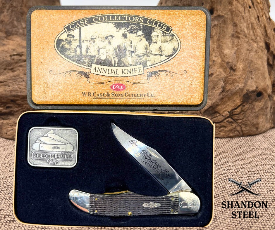Case XX USA Collector's Club 2000 Moss Green 6165 SS Folding hunter Knife In Tin