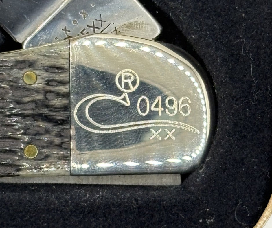 Case XX USA Collector's Club 2000 Moss Green 6165 SS Folding hunter Knife In Tin