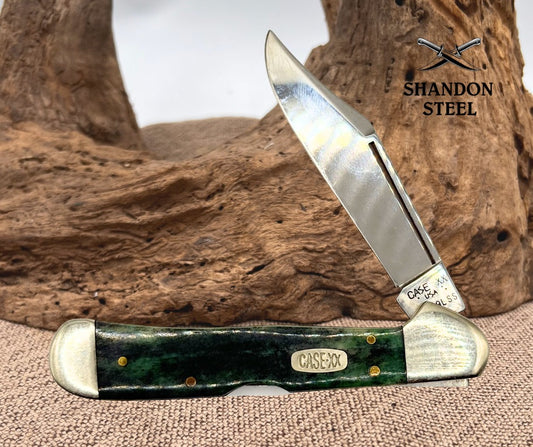 Case XX USA 1997 Green Smooth Bone Handle Long Pull Floating Dot Copperlock (7)