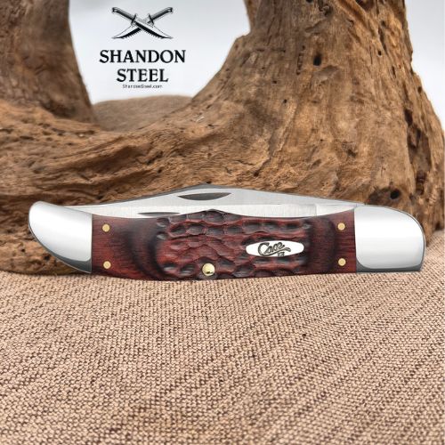 Case Knives Jigged Dymalux® Rosewood Folding Hunter with Leather Sheath 00189