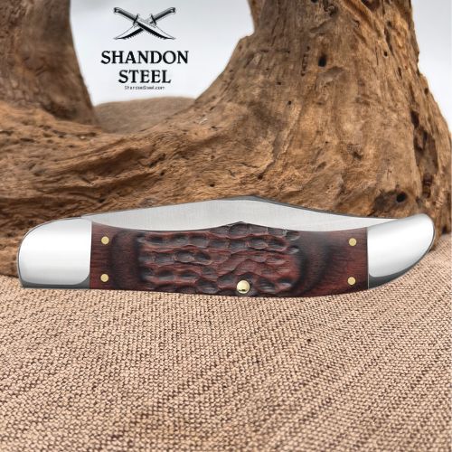 Case Knives Jigged Dymalux® Rosewood Folding Hunter with Leather Sheath 00189