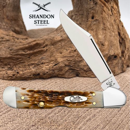 Case Knives Peach Seed Jig Amber Bone Mini CopperLock® Model #: 00133