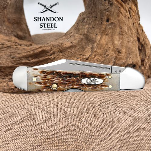 Case Knives Peach Seed Jig Amber Bone Mini CopperLock® Model #: 00133