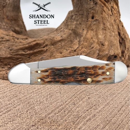 Case Knives Peach Seed Jig Amber Bone Mini CopperLock® Model #: 00133