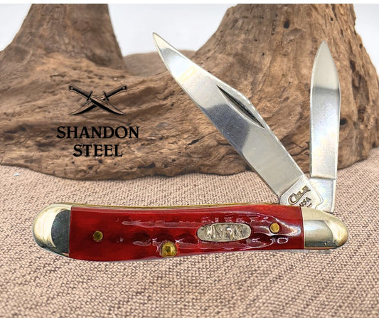 CASE XX WR Pocket Knife Pocket Worn Old Red Bone Peanut Item #781 - (6220 SS) -