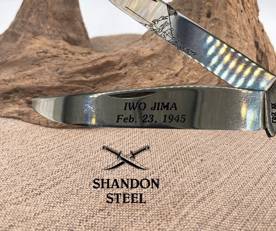 Case XX USA #W6254 Jigged Bone Iwo Jima Two Blade Folding Trapper Knife (253) S