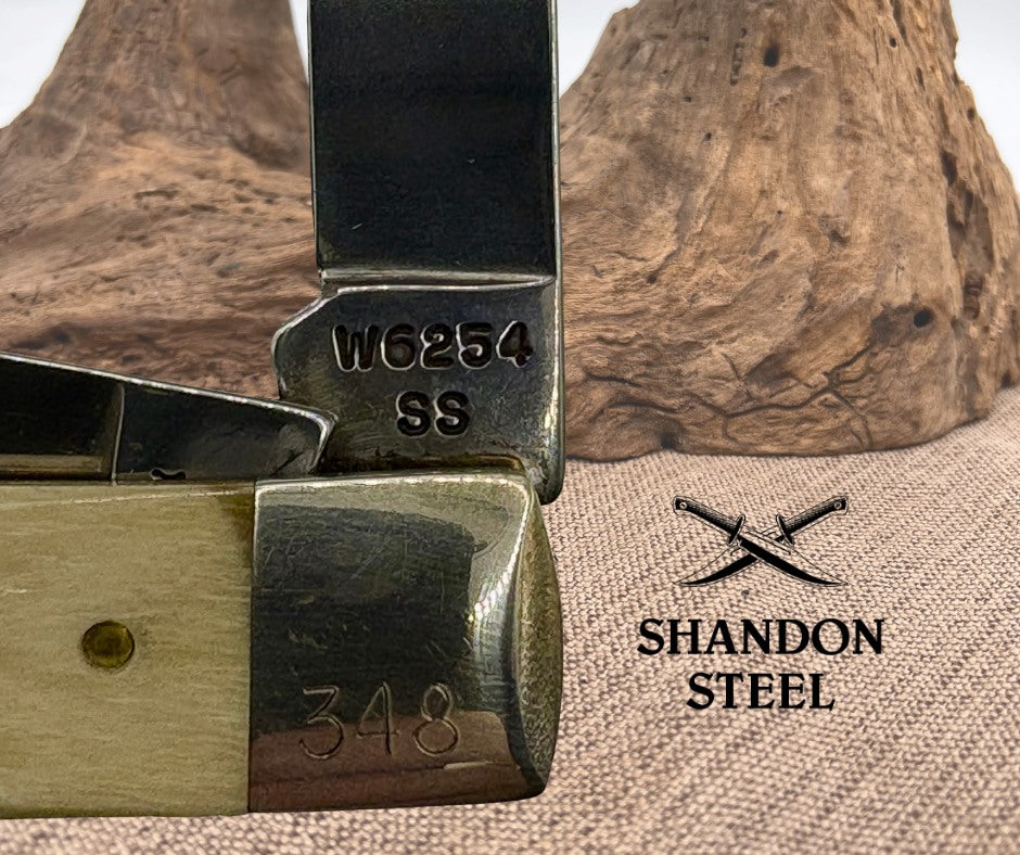 Case XX USA #W6254 Jigged Bone Iwo Jima Two Blade Folding Trapper Knife (253) S