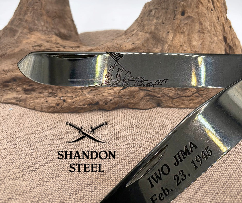 Case XX USA #W6254 Jigged Bone Iwo Jima Two Blade Folding Trapper Knife (253) S