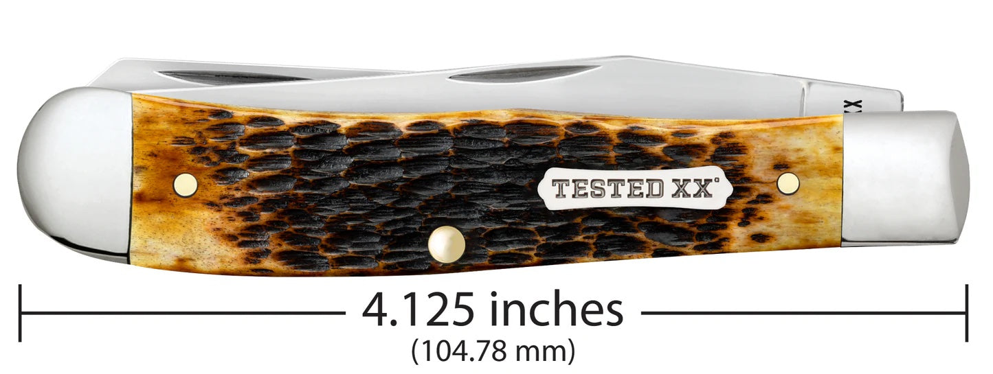 Case XX Rogers Jigged Burnt Amber Bone CS Trapper 51390