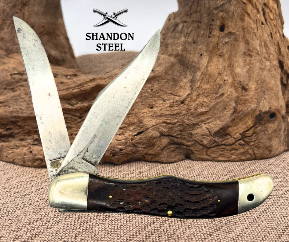 Case XX USA 10 Dot 6265 SAB 1980 Vintage 2 Blade Folding Hunter Knife (13)