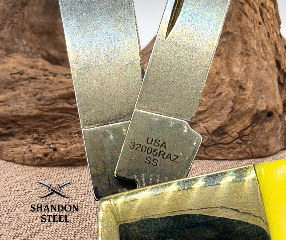 CASE XX USA 2024 YELLOW SYNTHETIC RAZOR KNIFE 32005 RAZ SS ONE ARM BANDIT (29)
