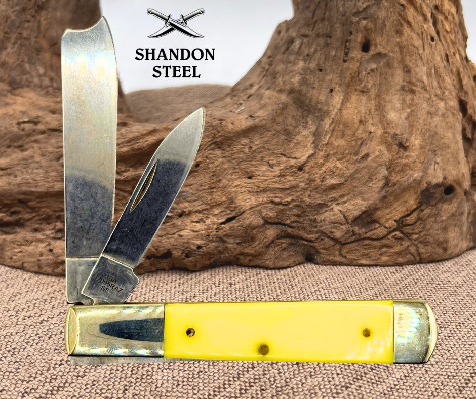 CASE XX USA 2024 YELLOW SYNTHETIC RAZOR KNIFE 32005 RAZ SS ONE ARM BANDIT (29)
