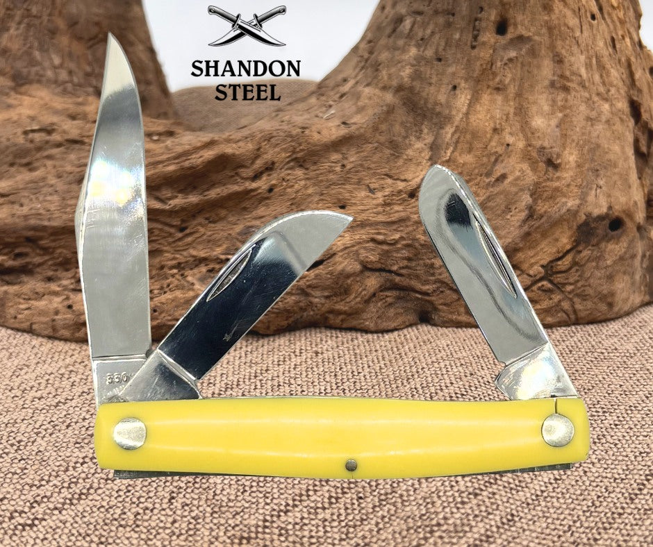 Case XX USA 33092 Vintage Birdseye Yellow 3 Blade Stockman Knife 4" 1977 (16)