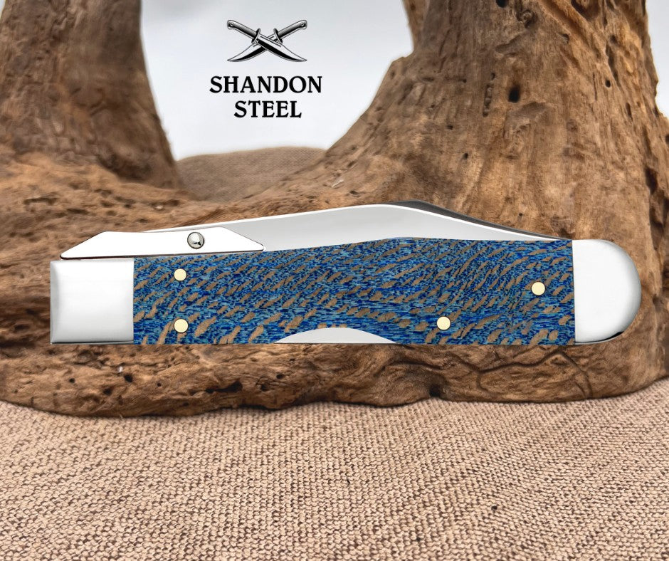 Case XX Blue Sycamore Wood Cheetah® Cub (711 1/2L SS) 63738