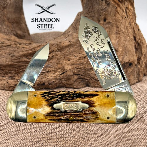 Case XX Classic 1994 Stag 52050 Elephant Toe Knife 2 Blade Fort City Club Knife *pre-owned