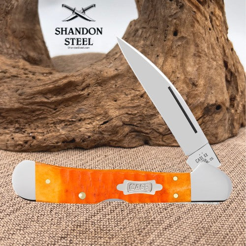 Case XX™ Copperlock Gator Jig Persimmon Orange Bone 38072 Carbon Steel Pocket Knife