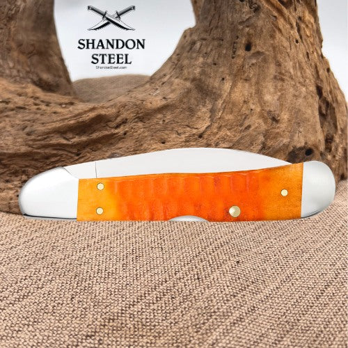 Case XX™ Copperlock Gator Jig Persimmon Orange Bone 38072 Carbon Steel Pocket Knife